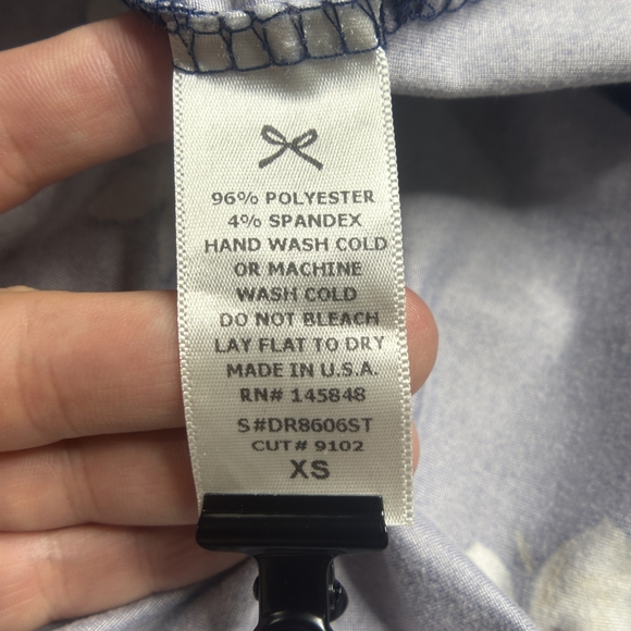 EUC French Grey Navy Floral Long Sleeve Dress Size XS - Picture 10 of 12